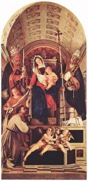  enfant - Vierge à l’Enfant avec Sts Dominic Gregory et Urbain Renaissance Lorenzo Lotto
